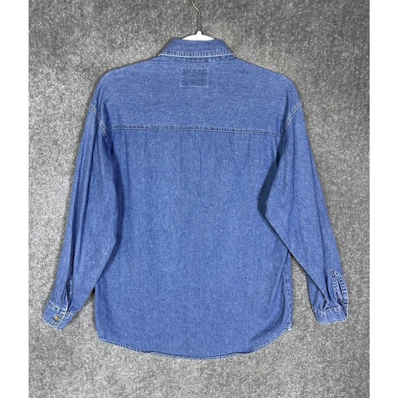 Vintage Quizz Again Embroidered Bears Fall Harvest Denim Shirt Womens Size Small - Picture 2 of 7